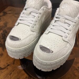 Jordan Women's White Fur-Textured Sneakers